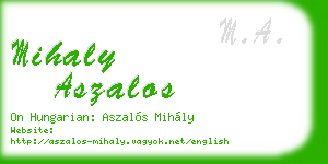 mihaly aszalos business card